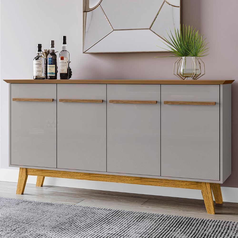 Buffet Aparador Sala De Estar 160cm 4 Portas Opala Cinamomo-off - Bechara - 2