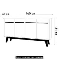 Buffet Aparador Sala De Estar 160cm 4 Portas Opala Cinamomo-off - Bechara