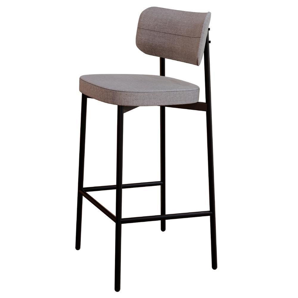 Banqueta Alta Bar Estofada Ella M25 Linho Cinza Cl - Mpozenato - 1