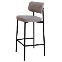 Banqueta Alta Bar Estofada Ella M25 Linho Cinza Cl - Mpozenato - 1