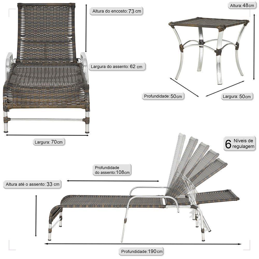 1 Espreguiçadeira Catar E 1 Mesa Garden Alumínio E Fibra Pedra Ferro - 2