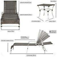 1 Espreguiçadeira Catar E 1 Mesa Garden Alumínio E Fibra Pedra Ferro - 2