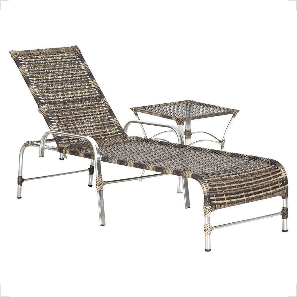 1 Espreguiçadeira Catar E 1 Mesa Garden Alumínio E Fibra Cappuccino - 1