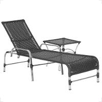 1 Espreguiçadeira Catar E 1 Mesa Garden Alumínio E Fibra Preto - 1