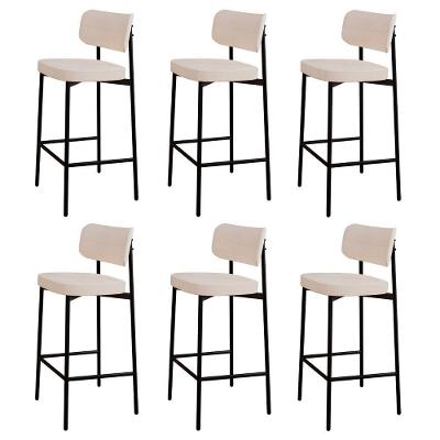 Banqueta Alta Bar Estofada Kit 6 Ella M25 Linho Palha - Mpozenato