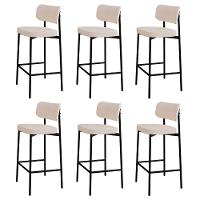 Banqueta Alta Bar Estofada Kit 6 Ella M25 Linho Palha - Mpozenato - 1