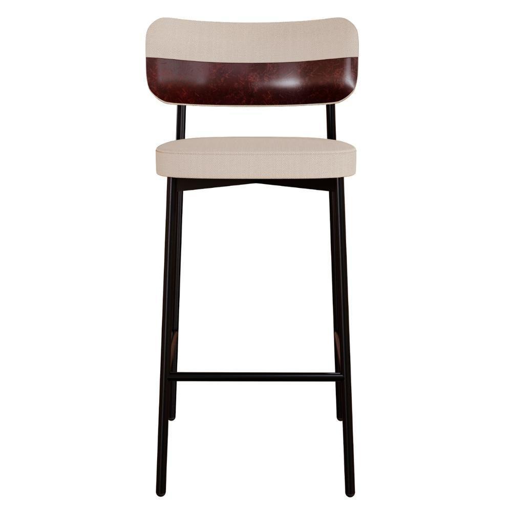 Banqueta Alta Bar Estofada Kit 6 Ella M25 Linho Areia-café - Mpozenato - 6