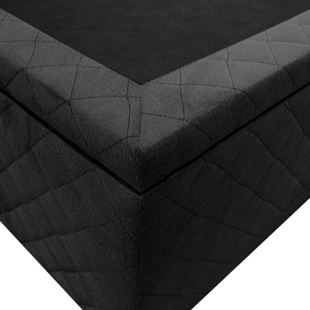 Base Box Baú Para Cama Solteiro 88x188cm Liz S05 Suede Bordado Preto - Mpozenato - 5