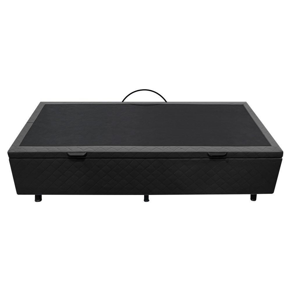 Base Box Baú Para Cama Solteiro 88x188cm Liz S05 Suede Bordado Preto - Mpozenato - 7