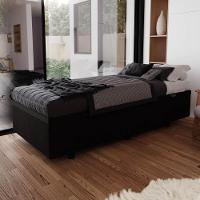 Base Box Baú Para Cama Solteiro 88x188cm Liz S05 Suede Bordado Preto - Mpozenato - 2