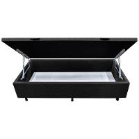Base Box Baú Para Cama Solteiro 88x188cm Liz S05 Suede Bordado Preto - Mpozenato - 3
