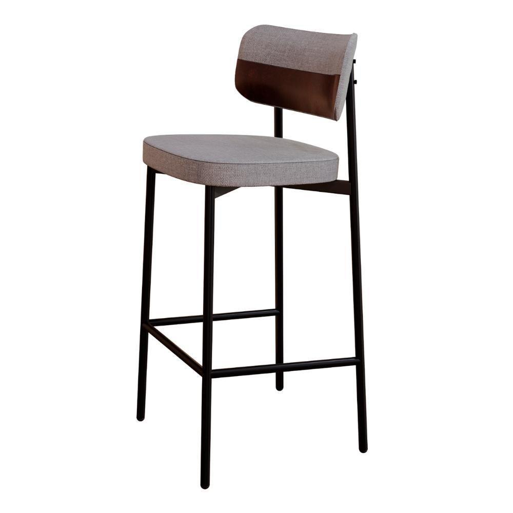 Banqueta Alta Bar Estofada Kit 3 Ella M25 Linho Cinza Cl-café - Mpozenato - 5