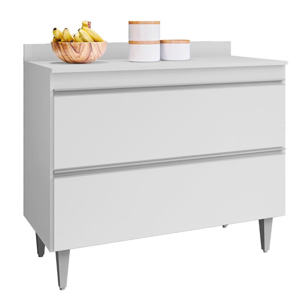 Balcão De Cozinha Com Tampo 100cm 2 Portas Julia Z34 Branco - Mpozenato - 1