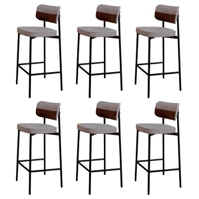 Banqueta Alta Bar Estofada Kit 6 Ella M25 Linho Cinza Cl-marrom - Mpozenato