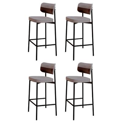 Banqueta Alta Bar Estofada Kit 4 Ella M25 Linho Cinza Cl-café - Mpozenato