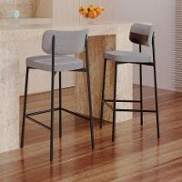 Banqueta Alta Bar Estofada Kit 4 Ella M25 Linho Cinza Cl-café - Mpozenato - 2