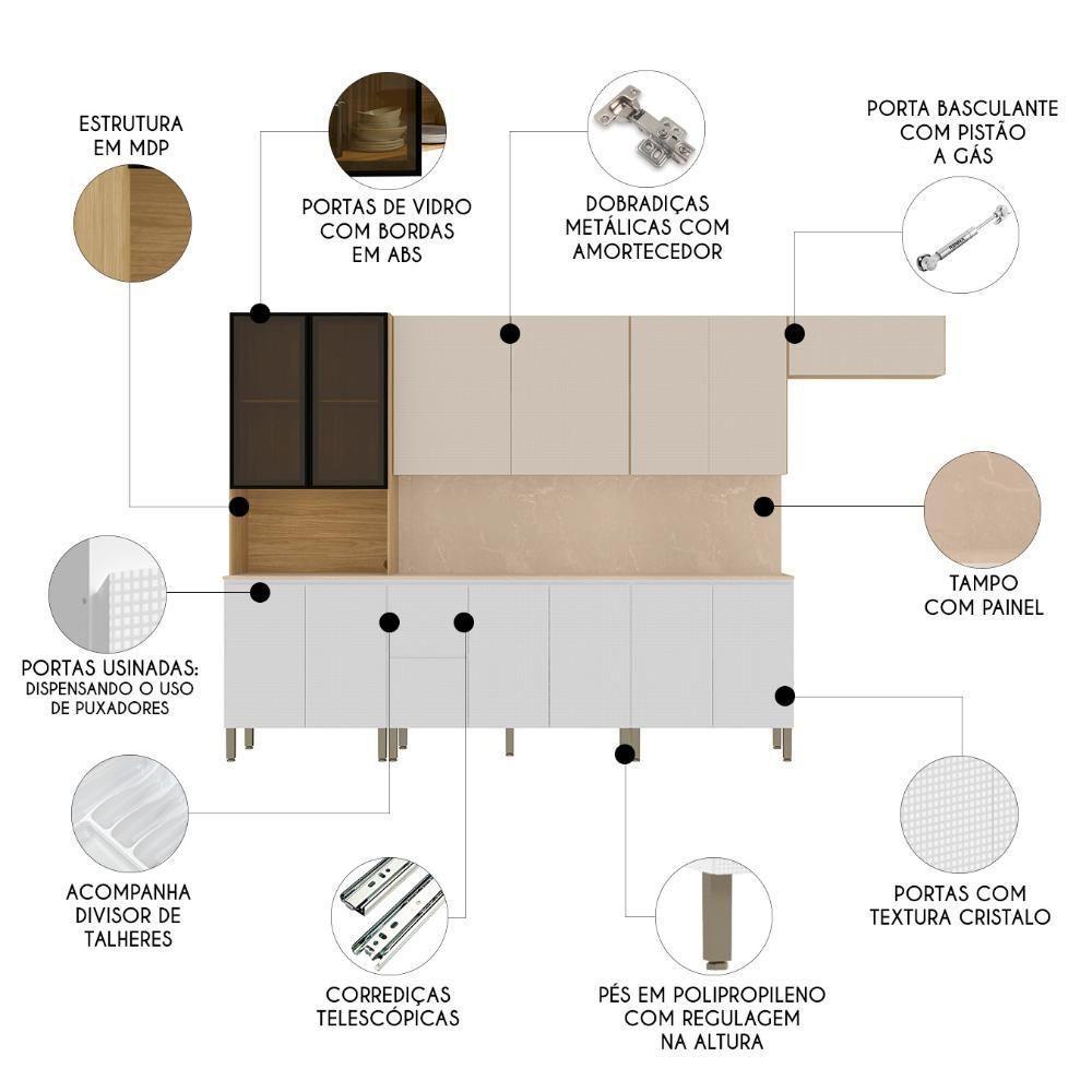Armário De Cozinha Cp06 Com Tampo 120cm Minsk Branco-soft Z06 - Mpozenato - 3