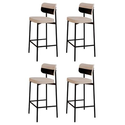 Banqueta Alta Bar Estofada Kit 4 Ella M25 Linho Areia-preto - Mpozenato
