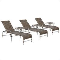 3 Espreguiçadeira Catar E 3 Mesa Garden Alumínio E Fibra Argila - 1