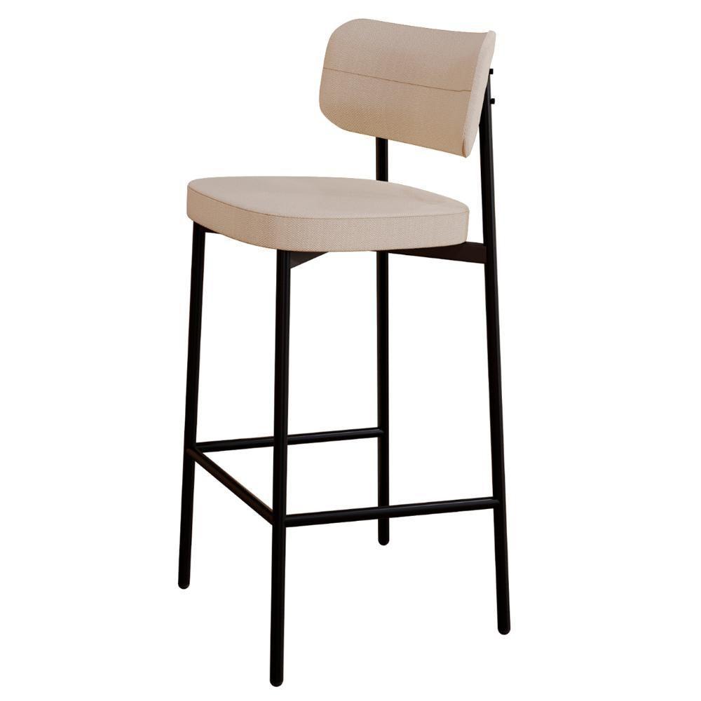 Banqueta Alta Bar Estofada Kit 6 Ella M25 Linho Areia - Mpozenato - 5