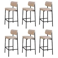 Banqueta Alta Bar Estofada Kit 6 Ella M25 Linho Areia - Mpozenato - 1