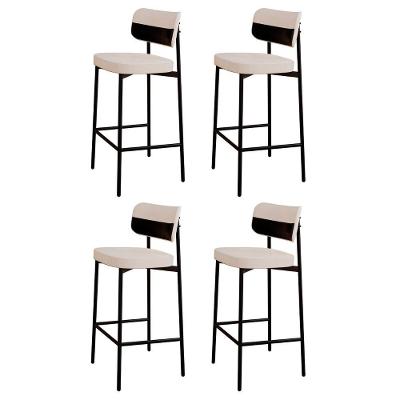 Banqueta Alta Bar Estofada Kit 4 Ella M25 Linho Palha-preto - Mpozenato