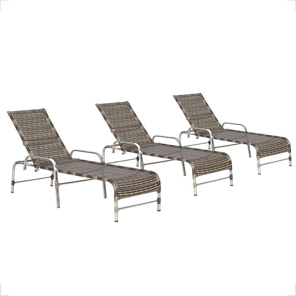 3 Espreguiçadeiras Reclinável Catar, Alumínio Polido E Fibra Cappuccino - 1