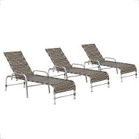 3 Espreguiçadeiras Reclinável Catar, Alumínio Polido E Fibra Cappuccino - 1
