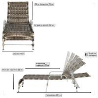 3 Espreguiçadeiras Reclinável Catar, Alumínio Polido E Fibra Cappuccino - 2