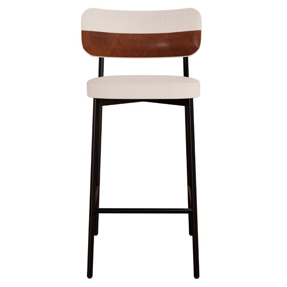 Banqueta Alta Bar Estofada Ella M25 Linho Palha-marrom - Mpozenato - 5