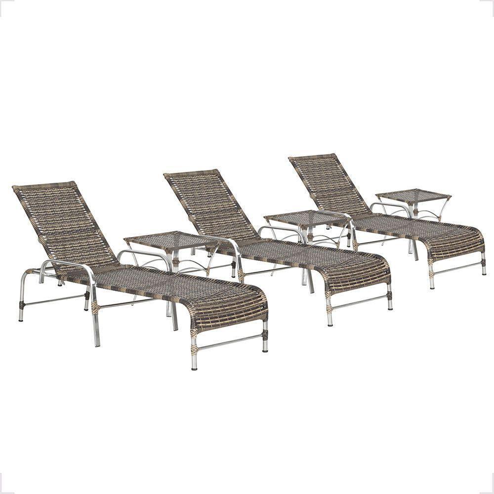3 Espreguiçadeira Catar E 3 Mesa Garden Alumínio E Fibra Cappuccino - 1