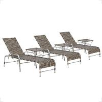 3 Espreguiçadeira Catar E 3 Mesa Garden Alumínio E Fibra Cappuccino - 1