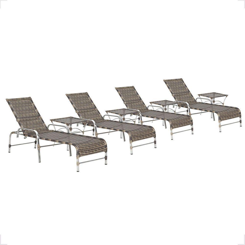 4 Espreguiçadeira Catar E 4 Mesa Garden Alumínio E Fibra Cappuccino - 1