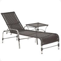 1 Espreguiçadeira Catar E 1 Mesa Garden Alumínio E Fibra Tabaco - 1