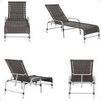 4 Espreguiçadeiras Reclinável Catar, Alumínio Polido E Fibra Tabaco