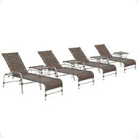 4 Espreguiçadeira Catar E 4 Mesa Garden Alumínio E Fibra Argila - 1
