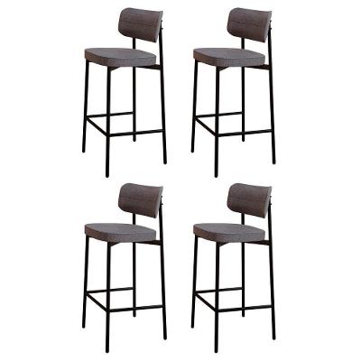 Banqueta Alta Bar Estofada Kit 4 Ella M25 Linho Cinza - Mpozenato