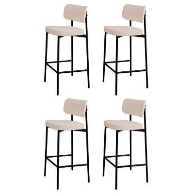 Banqueta Alta Bar Estofada Kit 4 Ella M25 Linho Palha - Mpozenato