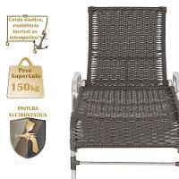 3 Espreguiçadeiras Reclinável Catar, Alumínio Polido E Fibra Tabaco - 6