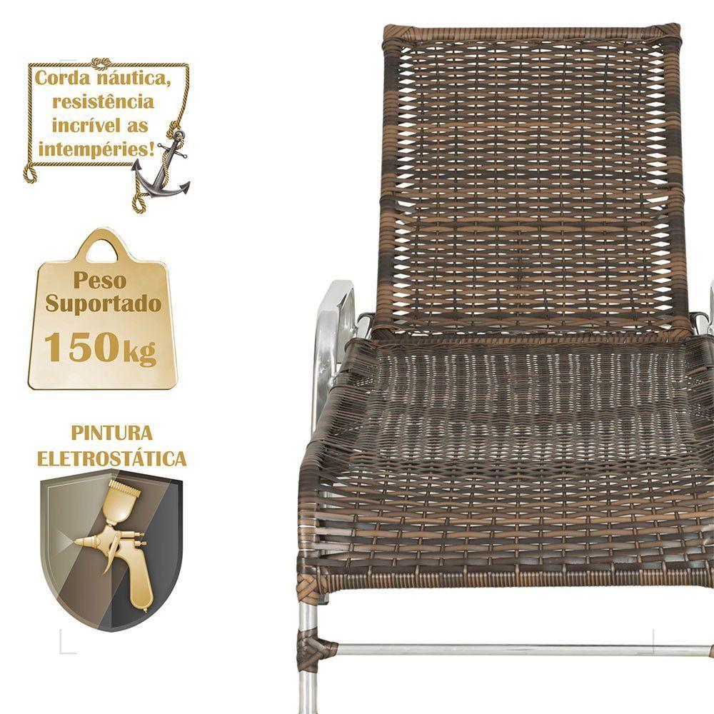 3 Espreguiçadeiras Reclinável Catar, Alumínio Polido E Fibra Argila - 4