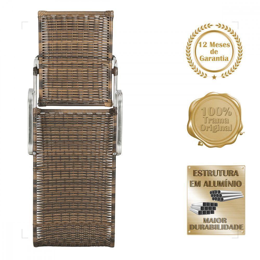 2 Espreguiçadeiras Catar E Mesa Para Piscina Jardim Varanda Argila - 3