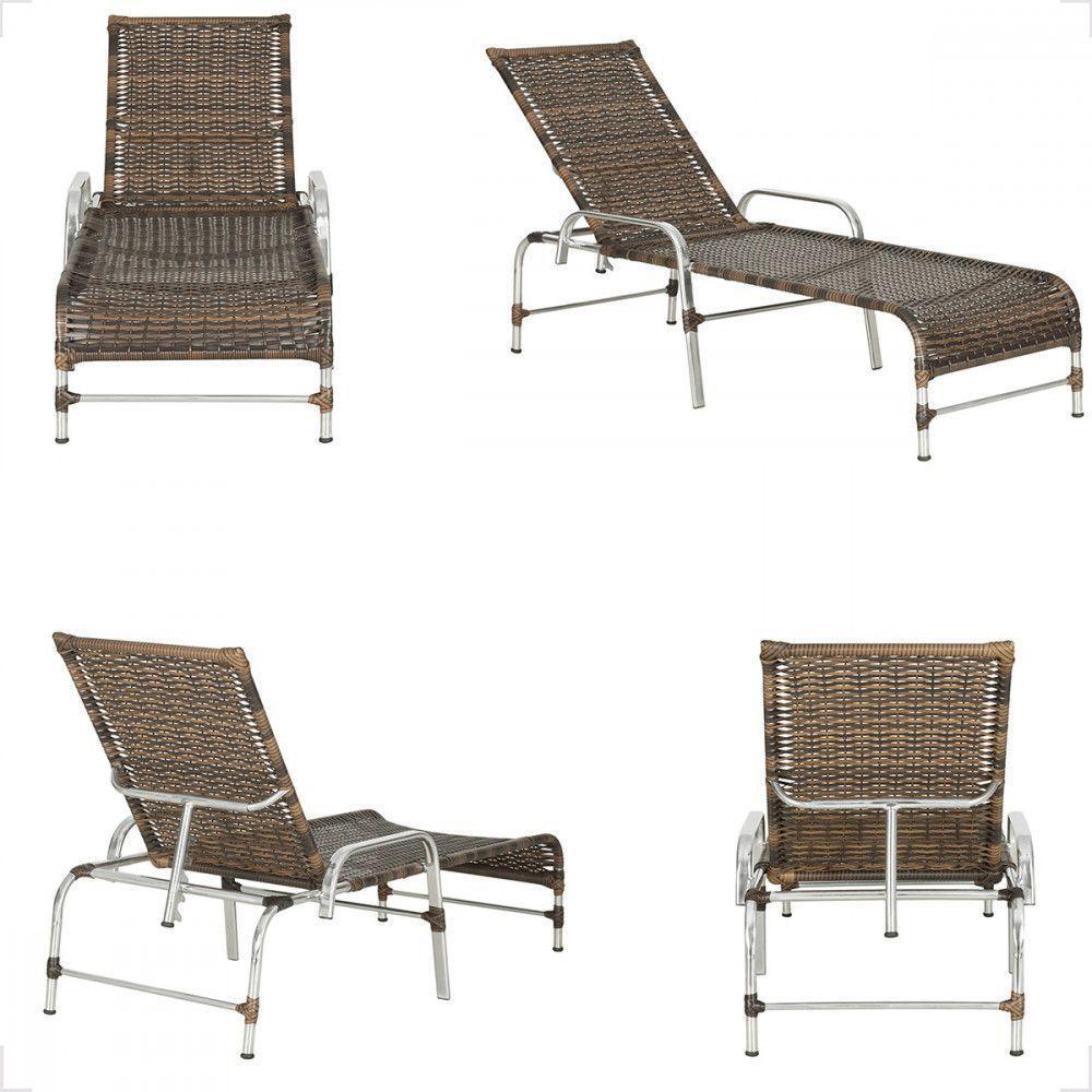 2 Espreguiçadeiras Catar E Mesa Para Piscina Jardim Varanda Argila - 5
