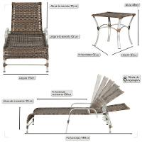 2 Espreguiçadeiras Catar E Mesa Para Piscina Jardim Varanda Argila - 2