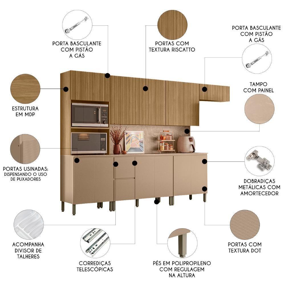 Armário De Cozinha Cp07 Com Tampo 120cm Minsk Vanilla-freijó Z06 - Mpozenato - 3
