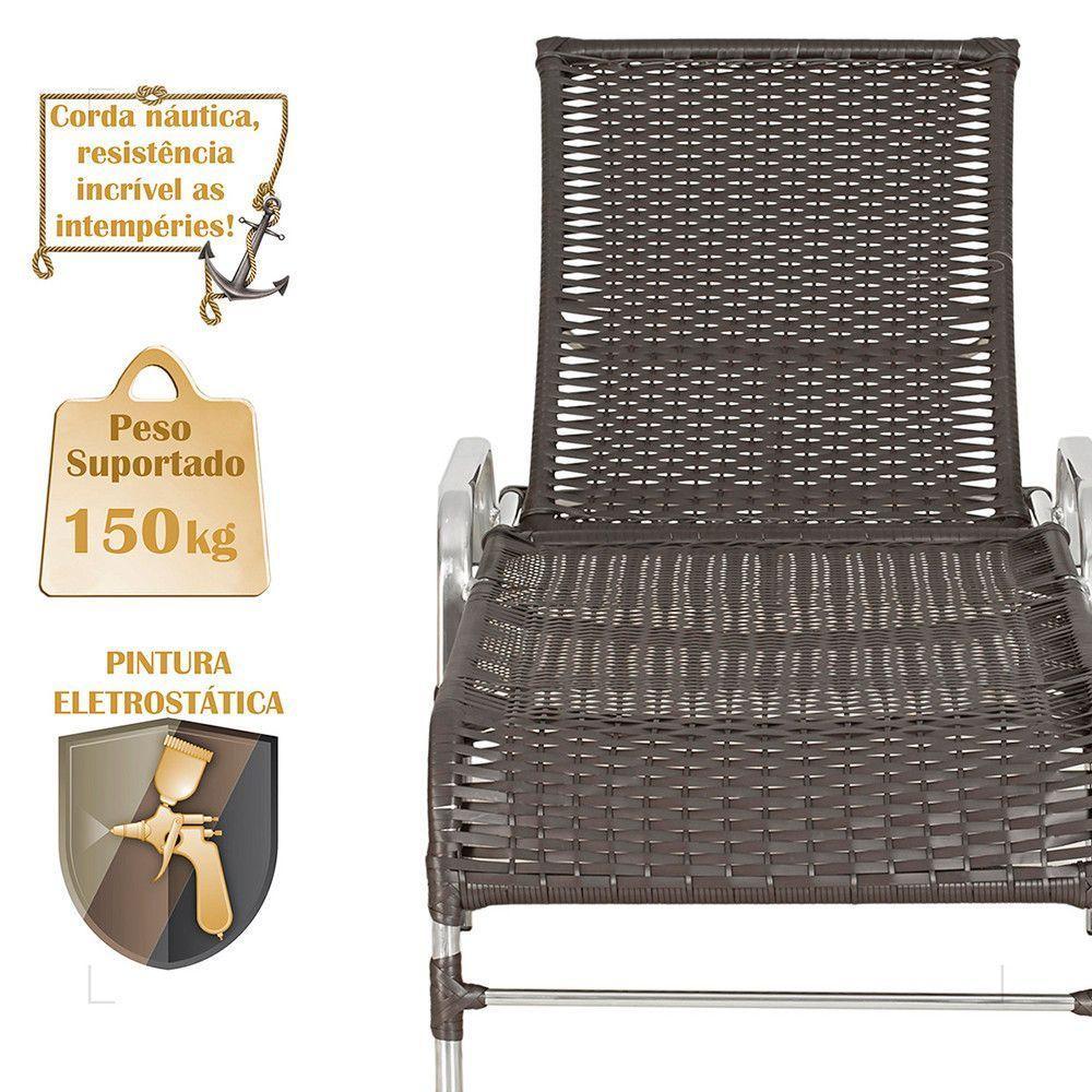 2 Espreguiçadeiras Catar E Mesa Para Piscina Jardim Varanda Tabaco - 4