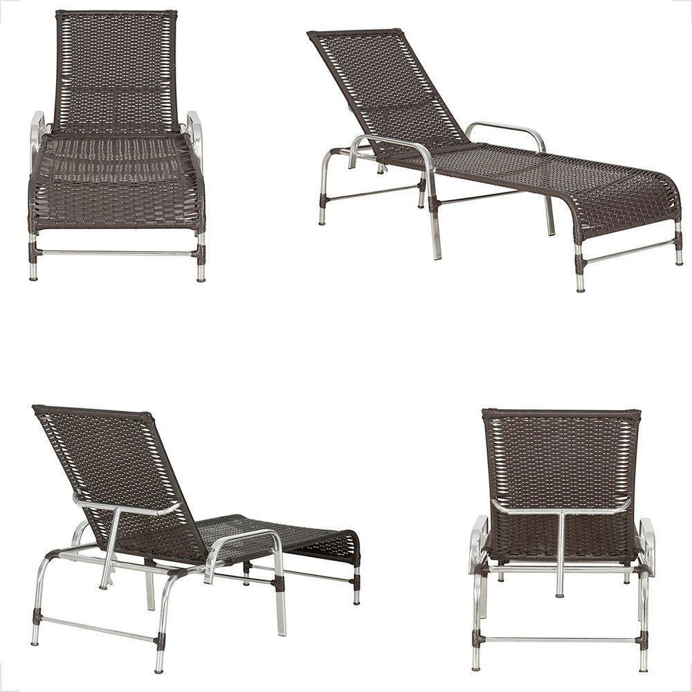 2 Espreguiçadeiras Catar E Mesa Para Piscina Jardim Varanda Tabaco - 5