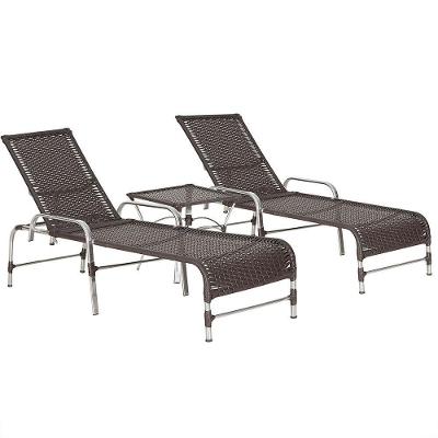 2 Espreguiçadeiras Catar E Mesa Para Piscina Jardim Varanda Tabaco