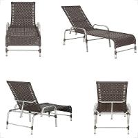 2 Espreguiçadeiras Catar E Mesa Para Piscina Jardim Varanda Tabaco - 5