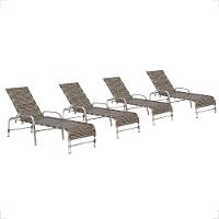 4 Espreguiçadeiras Reclinável Catar, Alumínio Polido E Fibra Cappuccino - 1