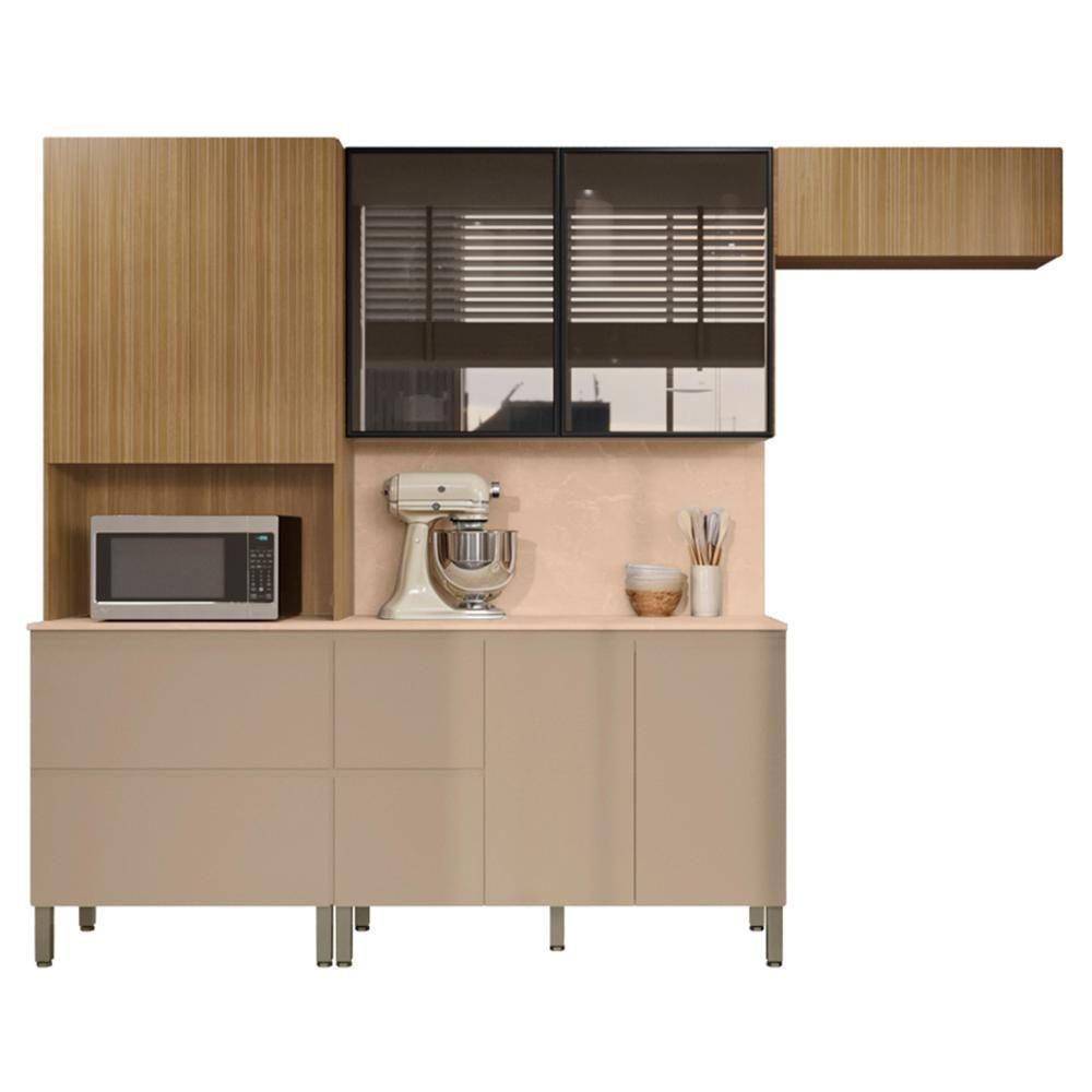 Armário De Cozinha Cp05 Com Tampo 120cm Minsk Vanilla-freijó Z06 - Mpozenato - 1